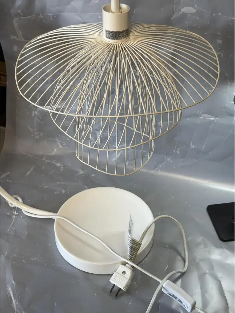 Forestier PC2E14 Table Lamp White Wire Cage Shade Modern Adjustable Neck